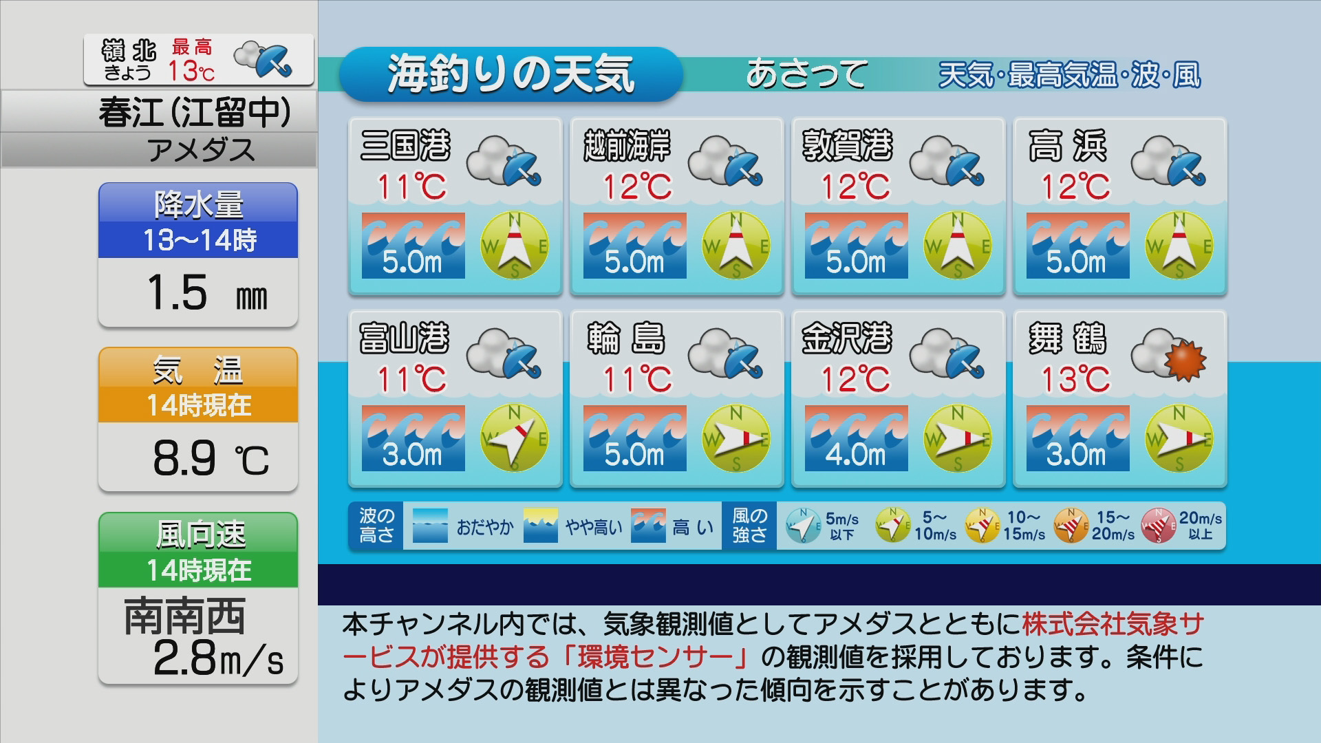 明日 福井 天気 福井県 福井新港のピンポイント天気