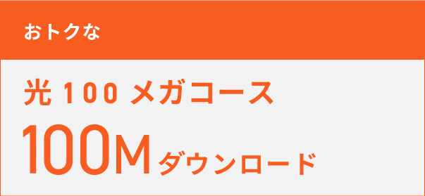 「おトクな」　光100メガ　光100Mダウンロード